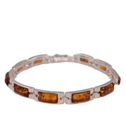 Armband FIRETTI "Schmuck Geschenk Silber 925 Armschmuck Armkette Bernstein", braun (silberfarben, braun, braun), Armbänder, Damen, Silber 925 (Sterlingsilber), Made in Germany - mit Bernstein