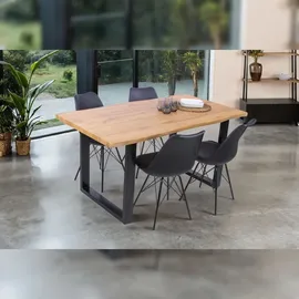 Sam Esstisch Baumkante Holz-Optik Wildeiche 160 x 85 U-Gestell schwarz JOSY