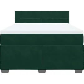 vidaXL Boxspringbett 140 x 200 cm Dunkelgrün