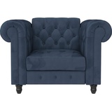 Dorel Home Chesterfield-Sessel »Felix«, mit Rückenlehne 3-fach verstellbar, Beine Massivholz, Sitzhöhe 46 cm blau