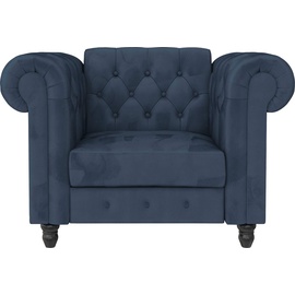 Dorel Home Chesterfield-Sessel »Felix«, mit Rückenlehne 3-fach verstellbar, Beine Massivholz, Sitzhöhe 46 cm blau