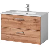 welltime Waschtisch »Trento Badezimmerschrank mit Becken Bestseller«, Badmöbel in Breite 80 cm, Waschplatz mit 2 Schubladen, Badschrank