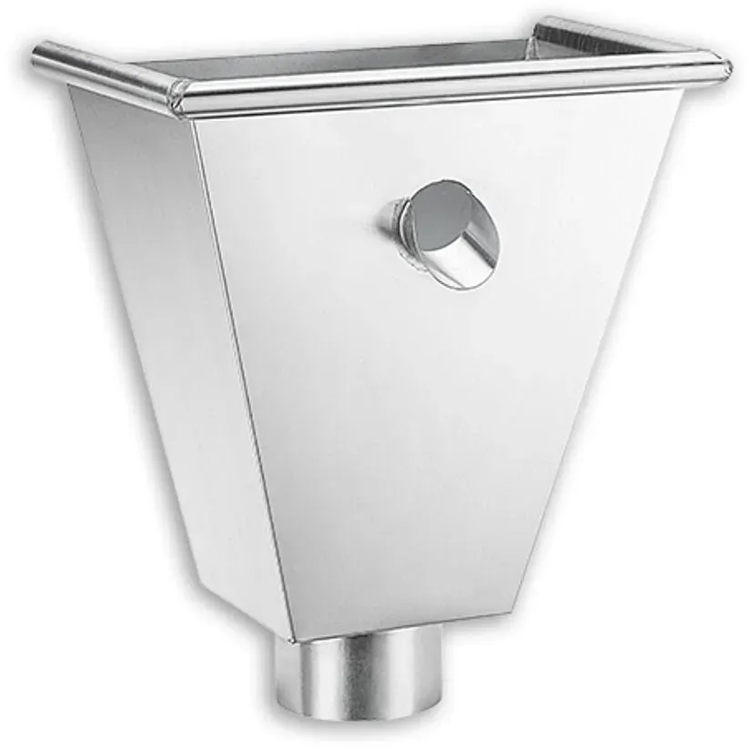 Wasserfangkasten Grömo wandanliegend, eckig mit Überlauf, Zink, verschiedene Größen (Ausführung: Ø 87mm)