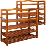 CASARIA Schuhregal 5 Ebenen 95x26x82cm FSC®-Zertifiziert Akazien Holz Massiv Bad Diele Flur Bad Schuhschrank Schuhaufbewahrung Schuhständer Braun