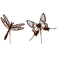 UNUS Gartenstecker Schmetterling und Libelle mit Wackelfeder im 2er