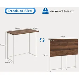 DazHom Schreibtisch Computertisch Bürotisch PC Tisch Laptoptisch Büromöbel Arbeitszimmer Klappbar Mehrzweck Computertisch,Schreibtisch,Metallgestell,80 x 45 x 75 cm,Schwarz