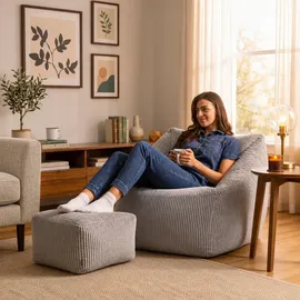 I.C.O.N. icon Sitzsack, Hellgrau, Textil, 340 L, 1-Sitzer, Freiform, 97x73x84 cm, Hergestellt in Deutschland, Oeko-Tex® Standard 100, Reach, Wohnzimmer, Hocker, Sitzsäcke, XXL Sitzsäcke