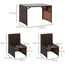 Outsunny Polyrattan Set 5-tlg. braun/cremeweiß