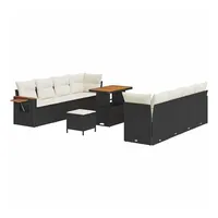 vidaXL Garten-Sofa-Set 11 pcs Schwarz