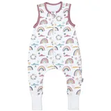 TupTam Sommerschlafsack Baby mit Beinen Leichter Schlafsack Baby Sommer 0.5 TOG, OEKO-TEX, Farbe: Regenbogen herz wolken), Größe: 68-74 - 68-74