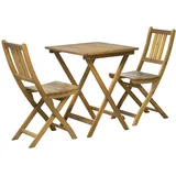 Möbilia 3-tlg. Sitzgruppe aus Akazie | 2 Stühle, 1 Tisch | zusammenklappbar | natur