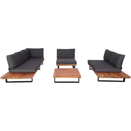 Mendler HWC-H54 Lounge-Set Sofa braun/dunkelgrau