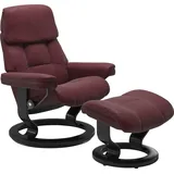 Stressless Stressless® Relaxsessel »Ruby«, (Set, Relaxsessel mit Hocker), mit Classic Base, Größe M, Gestell Eiche, Wenge, Braun & Schwarz, rot