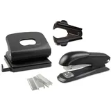 IDENA Office Set Locher, Heftgerät, schwarz 4 Teile