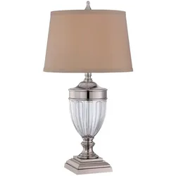 Tischleuchte Beistelllampe Wohnzimmerleuchte Metall Glas Nickel H 80cm 1 Flammig