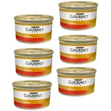 GOURMET Gold Casserole Nassfutter Rind und Huhn in Soße für adulte Katzen 6x85g