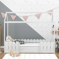 AUTOLOCK Kinderbett Hausbett 90x200 cm Vielseitiges Holz, mit Rausfallschutz