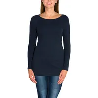 Alkato Damen Langarm Longshirt Langarmshirt Tunika Basic Shirt, Farbe: Dunkelblau, Größe: M - M