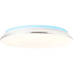 Brilliant LED Deckenleuchte Edna weiß chrom 32W CCT RGB Backlight dimmbar mit Fe...