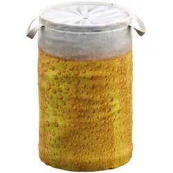 Wäschekorb SANILO "Bier", gelb, H:55cm Ø:37cm, Polyester, Wäschesammler, 60 Liter, faltbar, mit Sichtschutz