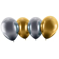 4 Maxi Ballons silber gold
