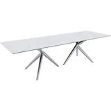 DeLife Esstisch Edge 300x100 Keramik Laminam®Statuarietto Weiß Estelar rund Edelstahl