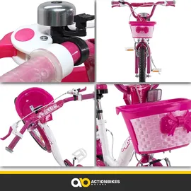 ACTIONBIKES MOTORS Actionbikes Kinderfahrrad Daisy 20 Zoll pink, V-Brake-Bremsen, Antirutschgriffe, Kettenschutz, Korb (East)