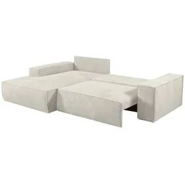 vente-unique Ecksofa mit Schlaffunktion - Ecke Links - Cord - Beige - AMELIA