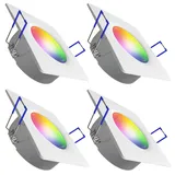 linovum 4x WEEVO Einbauspot flach weiß IP44 eckig kompatibel mit Alexa & Google Home - LED Spot RGB 230V Wifi App-Steuerung