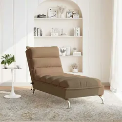 vidaXL Massage-Chaiselongue mit Kissen Braun Stoff