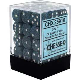 Chessex Speckled 12mm d6 Dice Blocks with Pips (36 Dice) - Sea