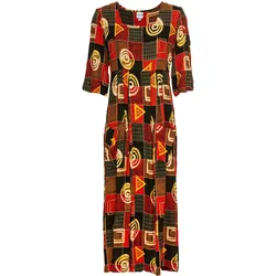 Viskose-Kleid, Druck orange, 36/38