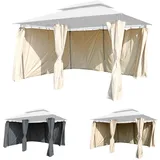 Mojawo 6er Seitenteile Set für Pavillon 4x3m Gartenpavillon Seitenwand Sichtschutz Farbwahl Partyzelt Wasserdicht, Farben:Grau