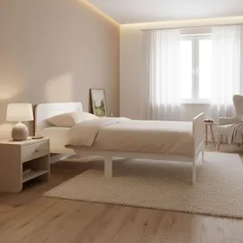 Homestyle4u Komfortbett Bett Senioren Seniorenbett 90x200 Komforthöhe Weiß Holz Leichter Einstieg extra hoch
