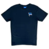 Hertha BSC Berlin Kinder T-Shirt - Logo Navy - Unisex Shirt mit Sticklogo dunkelblau HBSCB Größe 158/164 - 158-164