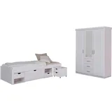 Mid.you Einzelzimmer, Weiß, Holz, Kiefer, massiv,teilmassiv, 4 Fächer, Lattenrost, Schlafzimmer, Komplette Schlafzimmer