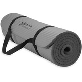 Gaiam Essentials, dicke Yogamatte, Fitness- und Trainingsmatte mit leicht zu verwendendem Yogamatten-Tragegurt, 183 cm L x 61 cm B x 1 cm dick, Grau