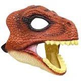 XBHNISDH Dinosaurier Maske Dino Maske Beweglicher Kiefer Velociraptor Dino Maske Tier Masken Latex Dinosaurier Kopf Maske für Halloween Kostüme Party (D)