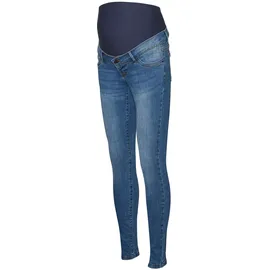 MAMA LICIOUS Umstandsjeans "MLMILA", Damen, Gr. XS (34), N-Gr, blau (blau, used), Denim/Jeans, Obermaterial: 69% Baumwolle, 25% Polyester, 3% Elasthan, 3% Viskose, leichte Abriebeffekte, Jeans, mit Bauchband