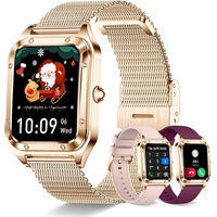 Smartwatch für Damen mit Sprachassistent, 1,59 Zoll Touchscreen Damen-Smartwatch mit Anrufe tätigen/annehmen, Fitness-Tracker für Android iOS