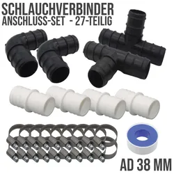38 mm Pool Schwimmbad Swimming Schlauch Verbinder Tülle Stutzen Set - 27-teilig