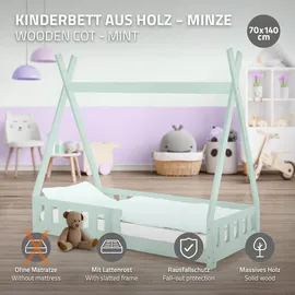 ML-Design Kinderbett Minze Tipi 70 x 140 cm Kiefer grün