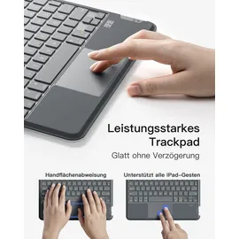 Inateck Tastatur Hülle für iPad Air 6 11 Zoll 2024,iPad Air 5/4 10.9 Zoll,iPad Pro 11 Zoll 4/3/2/1,Hoch-/Querformat Ständer,Abnehmbare Touchpad mit 7-Farbiger Hintergrund Beleuchtung,QWERTZ, KB04111