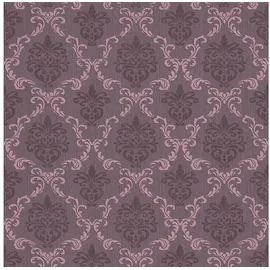 Profhome Textiloptik Tapete Barock 0,53 m x 10 m 5,33 m2 Violett 956295-GU