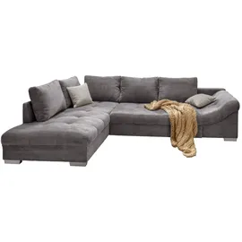 luma-home Ecksofa Schlafsofa Eckcouch Polsterecke L-Sofa m. Ottomane links, Cord Grau / 17202 - Grau