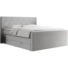 MKS Meble Boxspringbett Hellgrau, Textil, 2-Sitzer, H3, Rechteckig, 180x200 cm, Schlafzimmer, Betten, Boxspringbetten