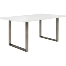 Forte TABLES Tisch nicht ausziehbar, Holzwerkstoff, Weiß, Metallbeine stahlfarbig, B x H xT: 160 x 74,7 x 90 cm