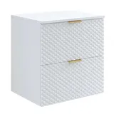 Badplaats Waschbeckenunterschrank Borneo 2 Schubladen 60 x 63 x 49 cm Weiß Matt