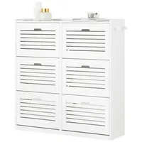 SoBuy Schuhschrank mit 6 Klappen Schuhregal mit 2 Hacken