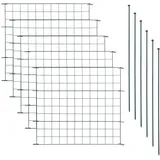 Estexo Teichzaun Gartenzaun 11tlg Gerade 5 Elemente Gitterzaun Metall Grün